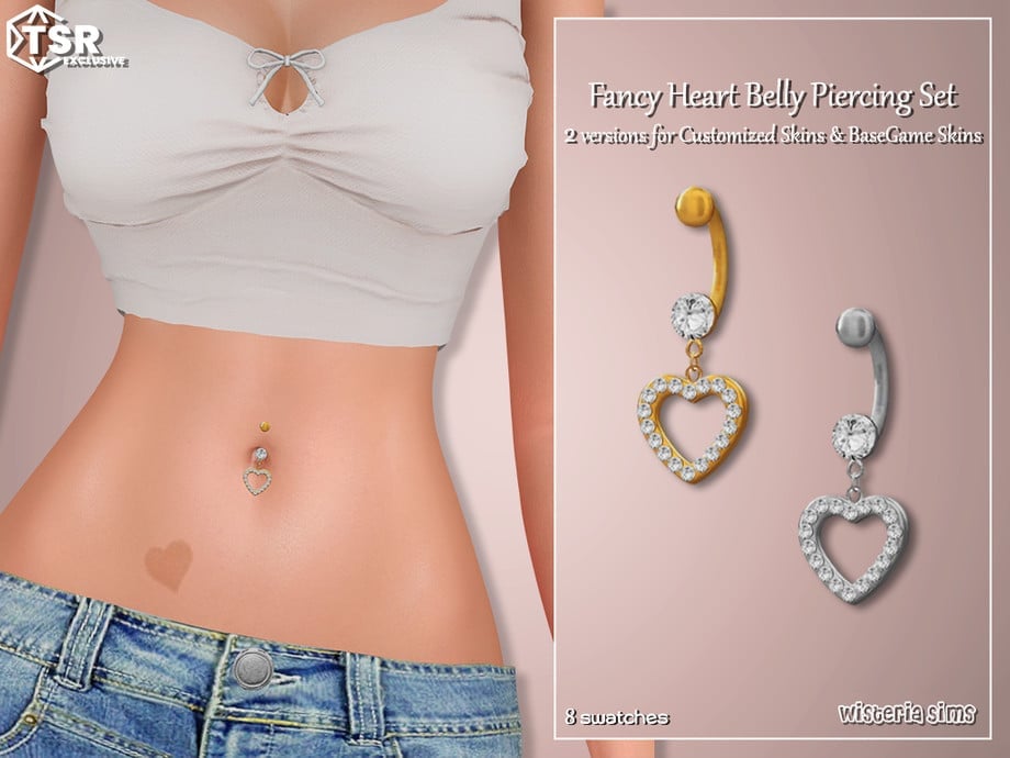 Fancy Heart Belly Button Piercing Set