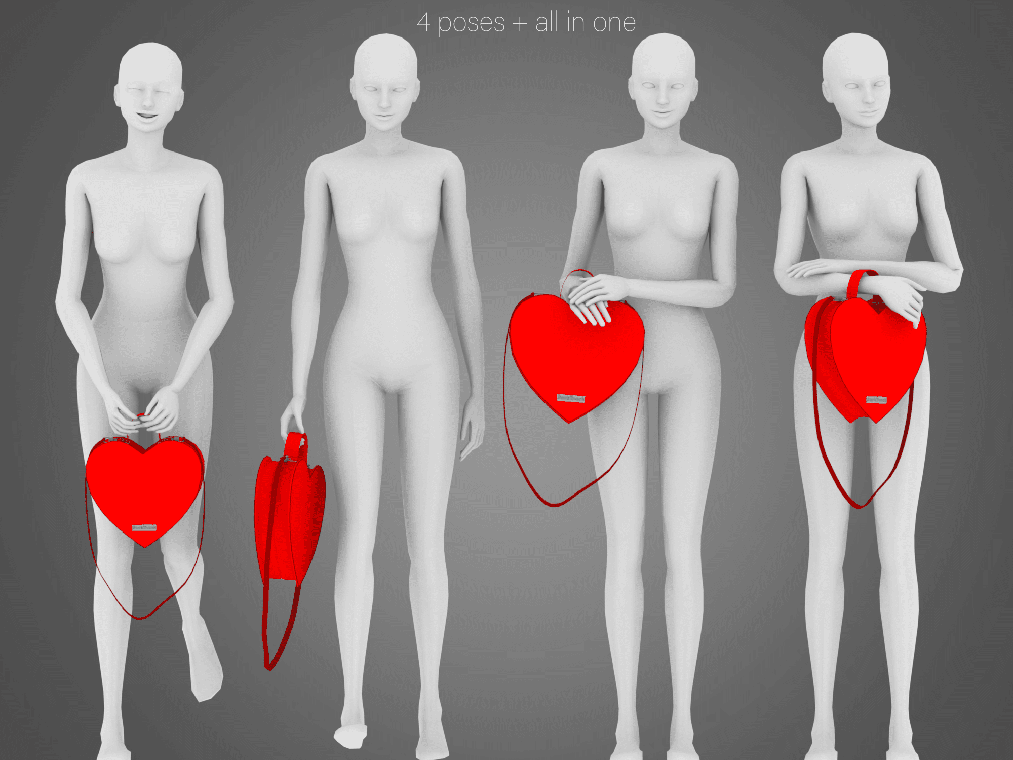 Heart Handbag + 4 poses