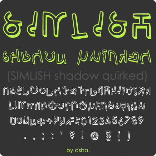 SIMLISH shadow quirked font