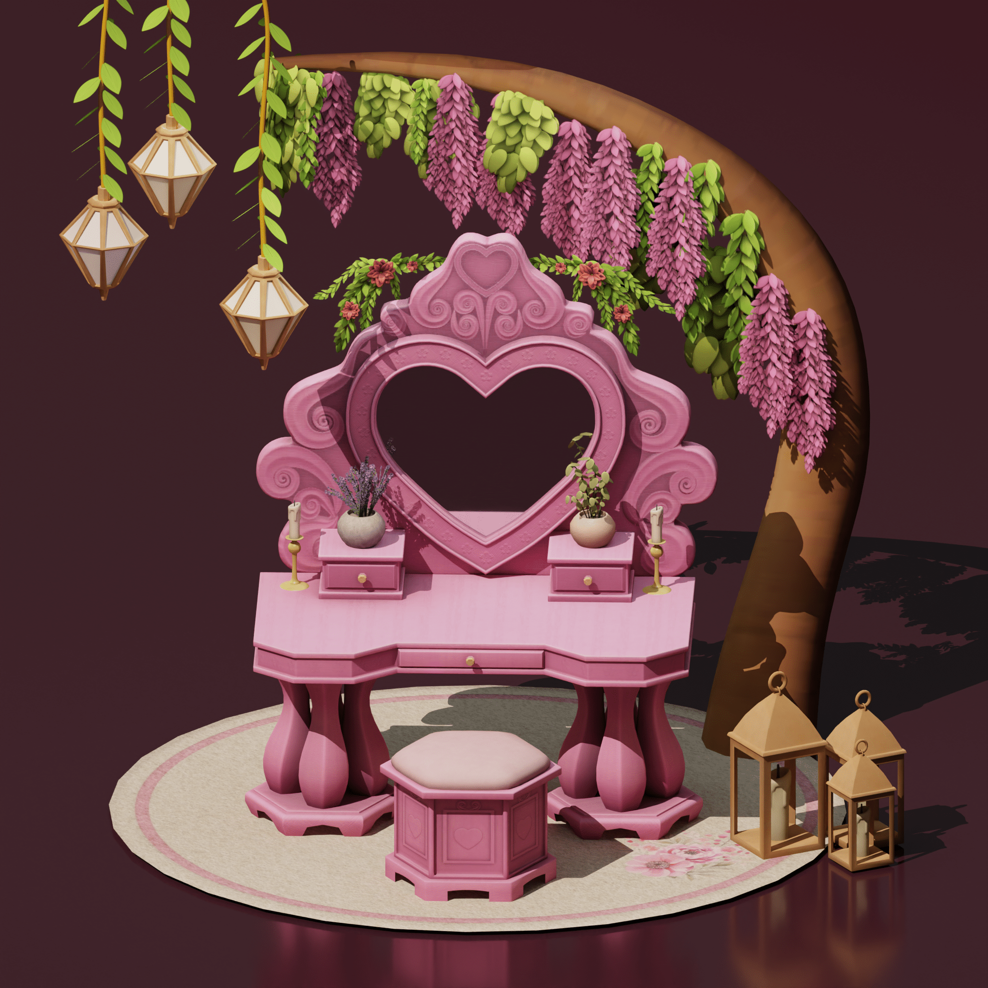 SNOOTYSIMS Custom Content: Our Latest Sims 4 Creations! 16 SNOOTYSIMS - Pink Wooden Vanity
