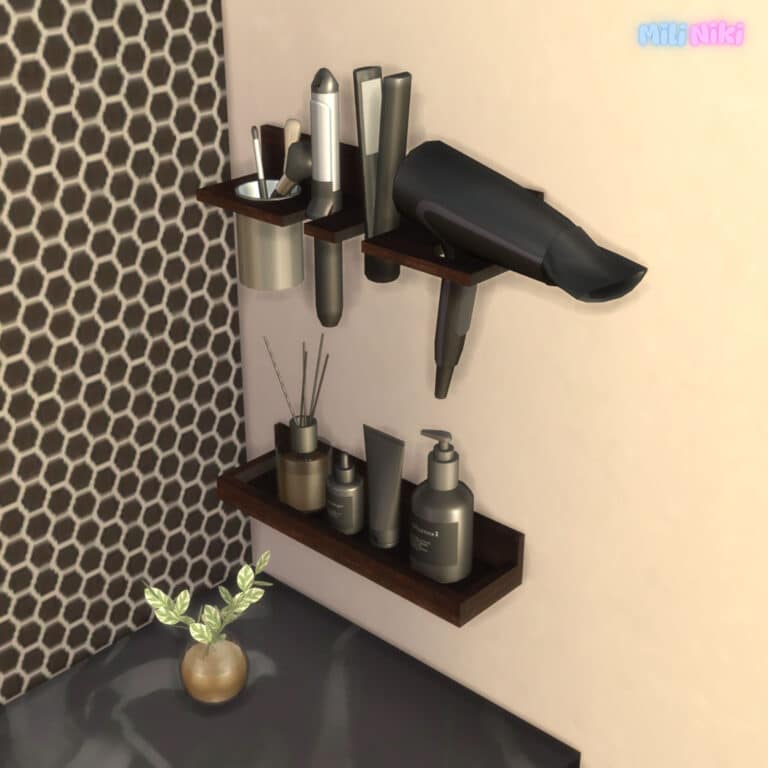 Luxury Bath Set ( Flower/ Shelves/ Wallpaper ) [MM]
