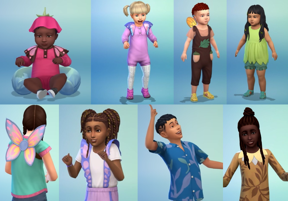 Fae On The Way: A Look At Enchanted By Nature CAS! 5 Infants, Toddlers, and Children in CAS showing off clothing and accessories coming in the new pack.
