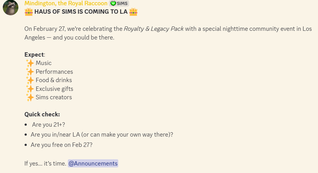 Haus of Sims LA Event: Exciting Royalty & Legacy Celebration Announced in Los Angeles 5 5 6