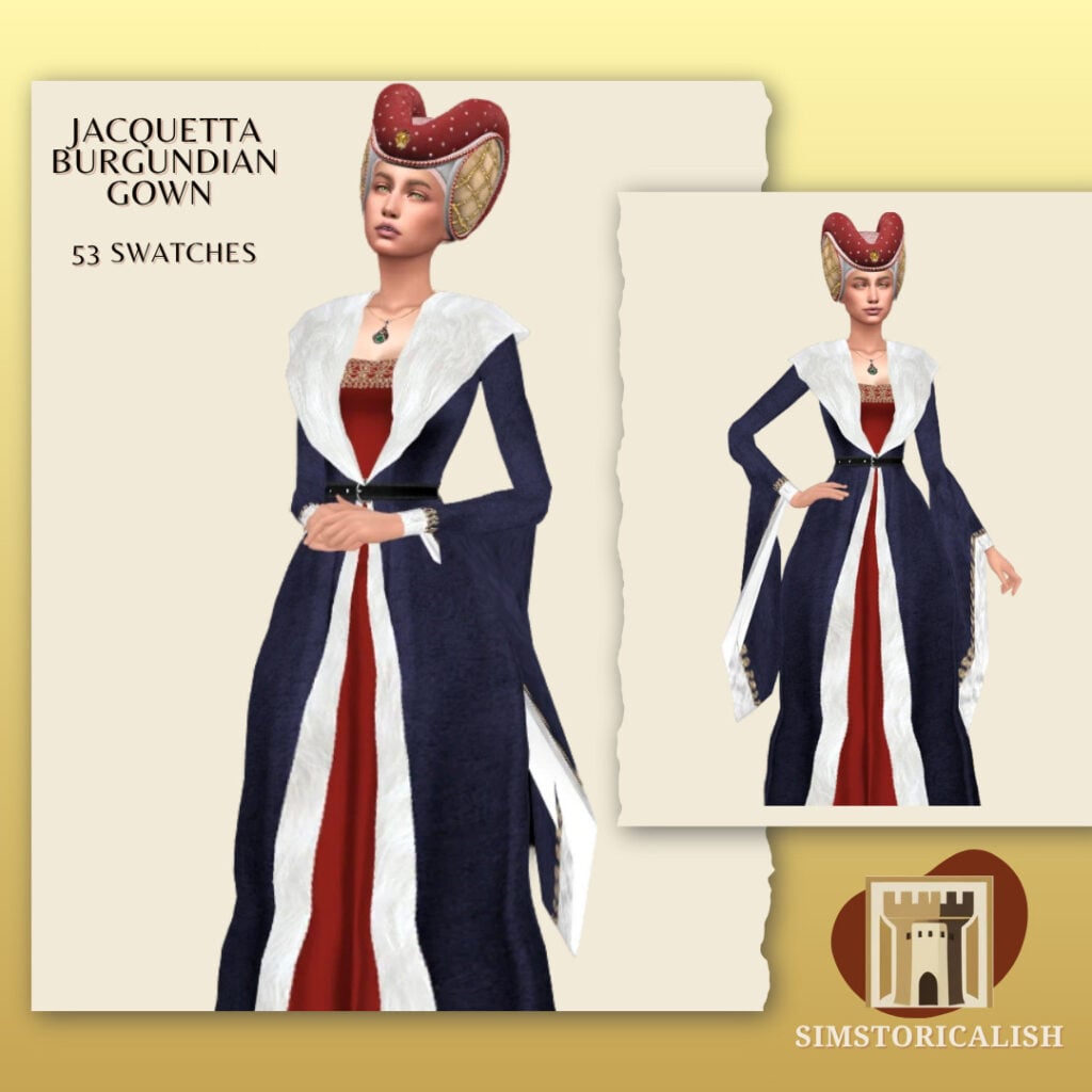 Jacquetta burgundian Gown by Simstoricalish