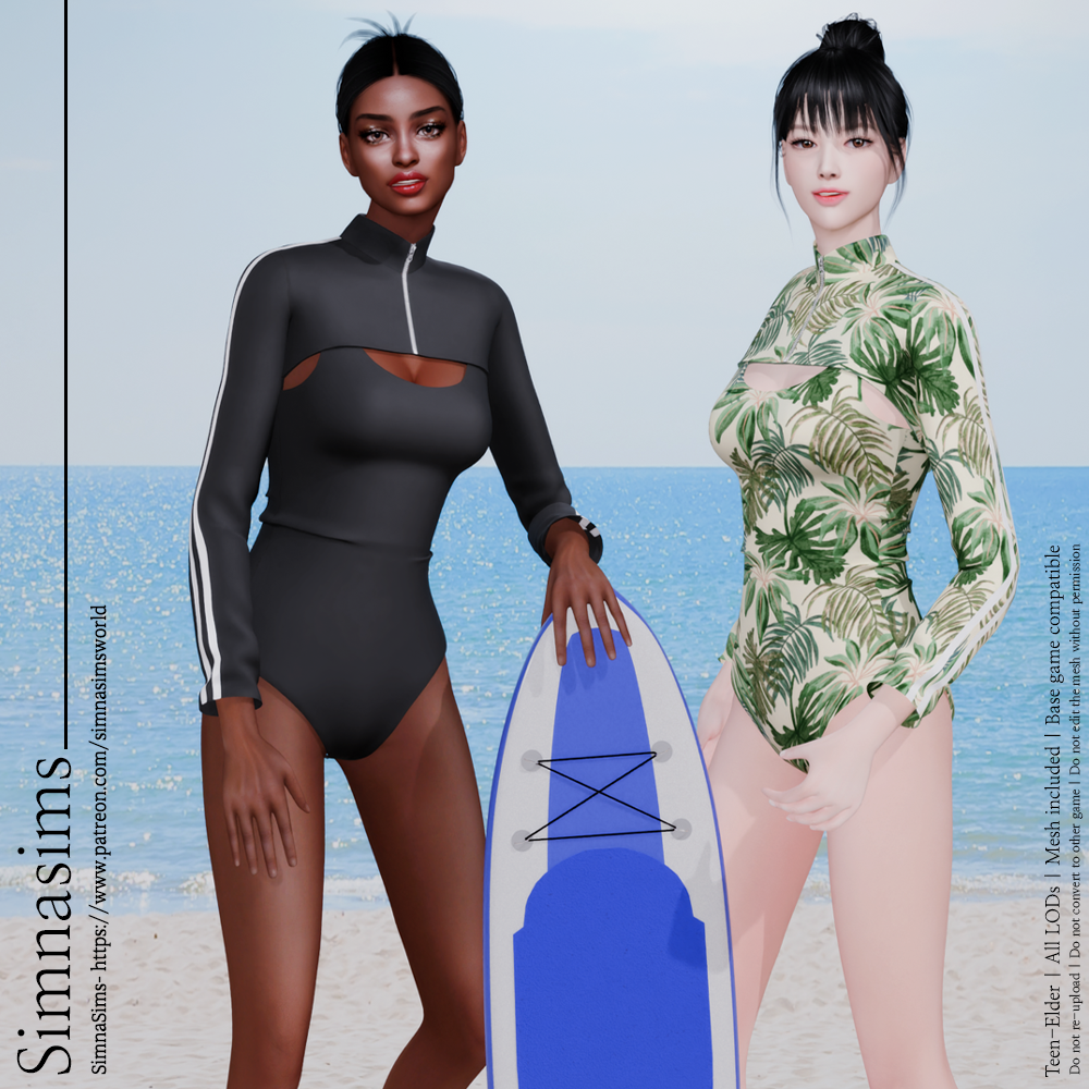 Jadie long sleeve swimsuit by Simna Sims World