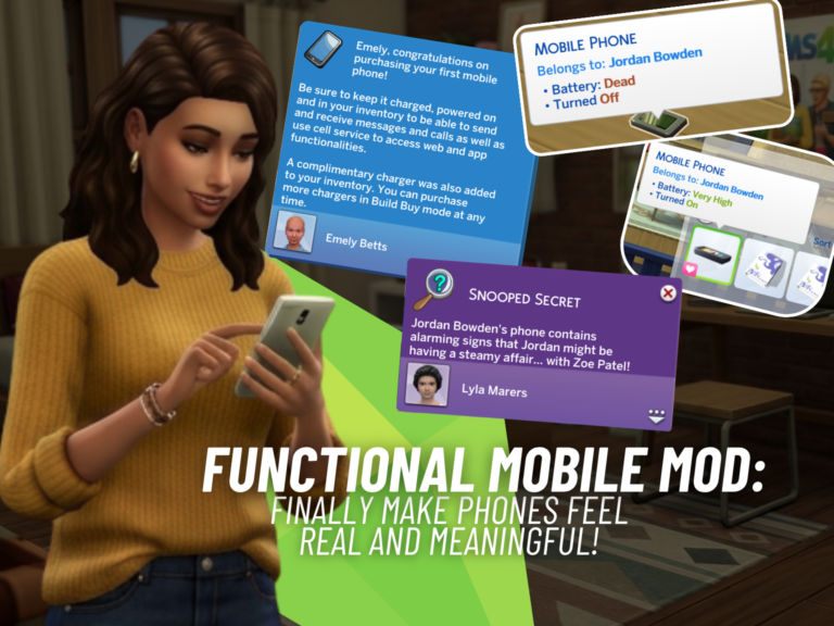 Functional Mobile Mod Brings Exciting Realistic Phone Gameplay in Sims 4!