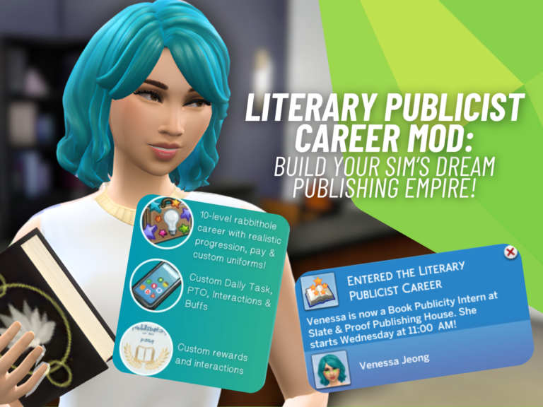 Literary Publicist Career Mod Is an Incredible New Career for Book-Loving Sims