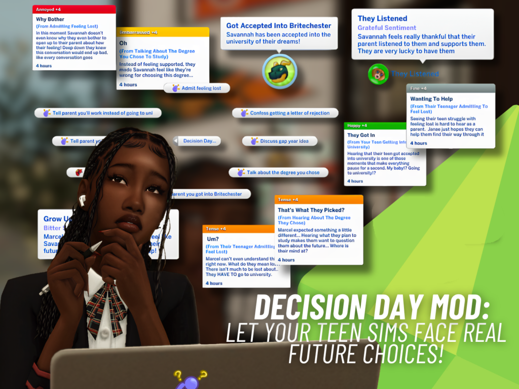 Decision Day Mod Adds Exciting Teen University Storytelling Gameplay 4 SNOOTYSIMS Decision Day Mod 1