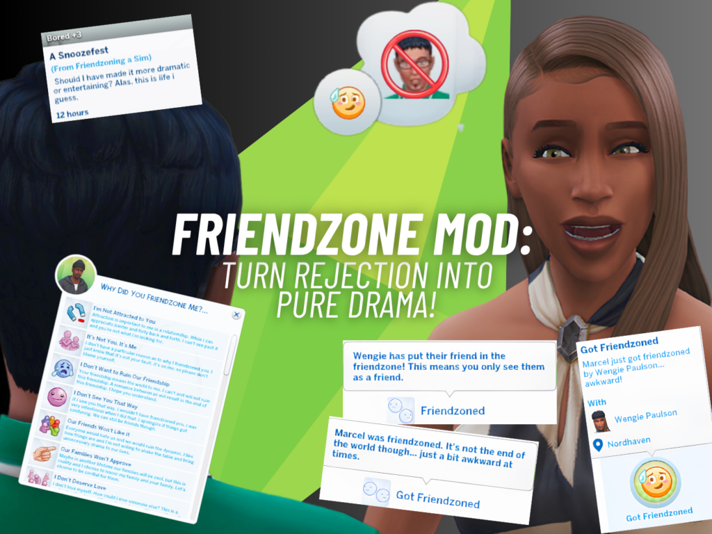 Friendzone Mod Gets Exciting v2.0 Update With Drama, Texting, and 100 Buffs 4 SNOOTYSIMS Friendzone Mod by Sasha Space