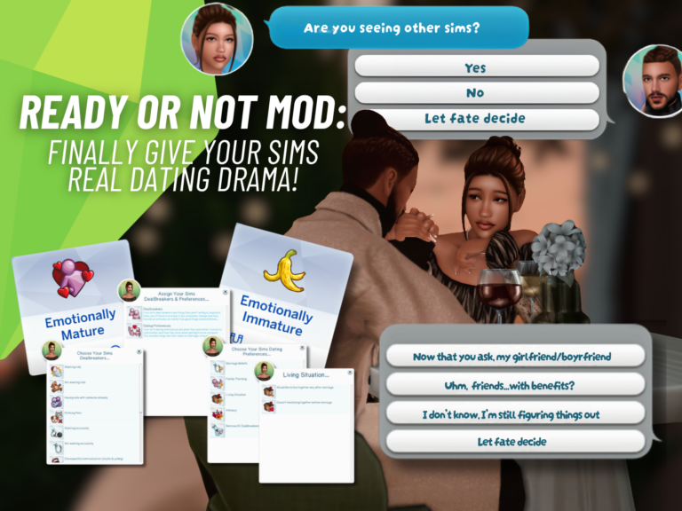 Sims 4 Ready Or Not 2.0 Mod Brings an Exciting New Dating System for Storytelling Players