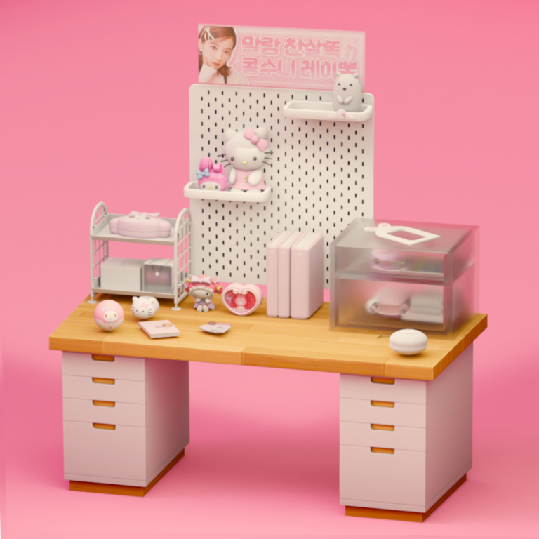 Sugarbean Pink Creative Desk by SNOOTYSIMS