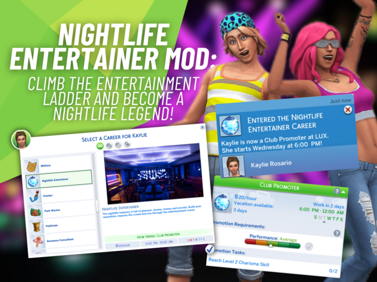Nightlife Entertainer Mod Brings an Exciting New Entertainment Career to The Sims 4