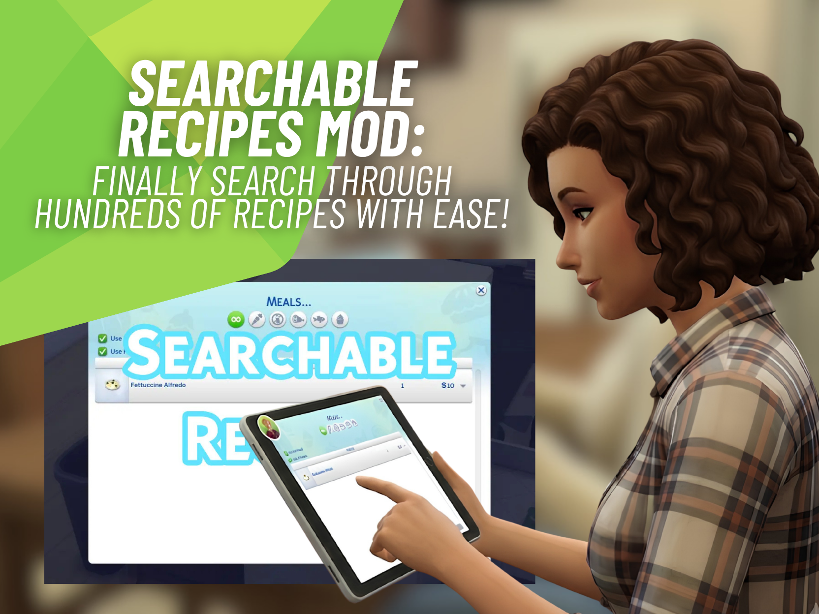 SnootySims SEARCHABLE RECIPES MOD