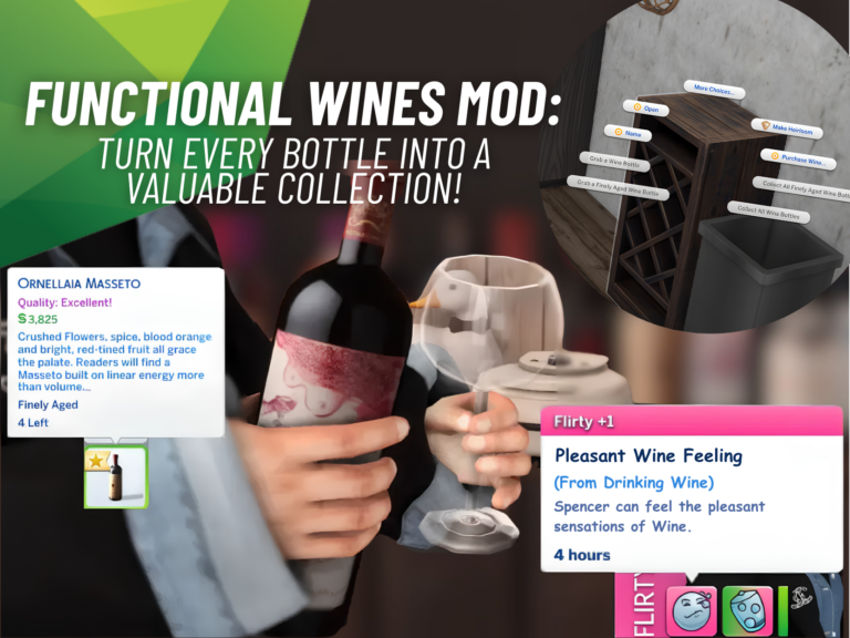 Functional Wines Mod Gets an Exciting New Way for Sims to Shop, Age, and Enjoy Wine