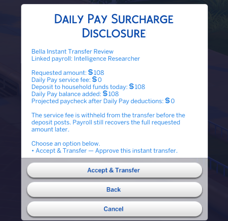 Daily Pay Mod: Let Your Sims Access Pay Early In the Sims 4! 8 2026 07 13 16 10 51 008 Off