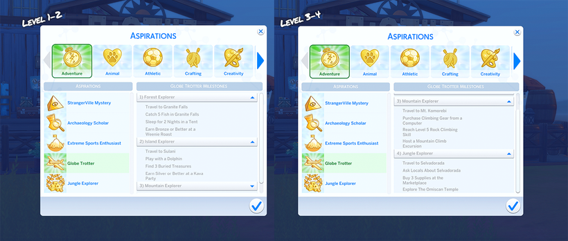 Globe Trotter Aspiration v 1.0: An Exciting New Travel Challenge for The Sims 4 7 levels
