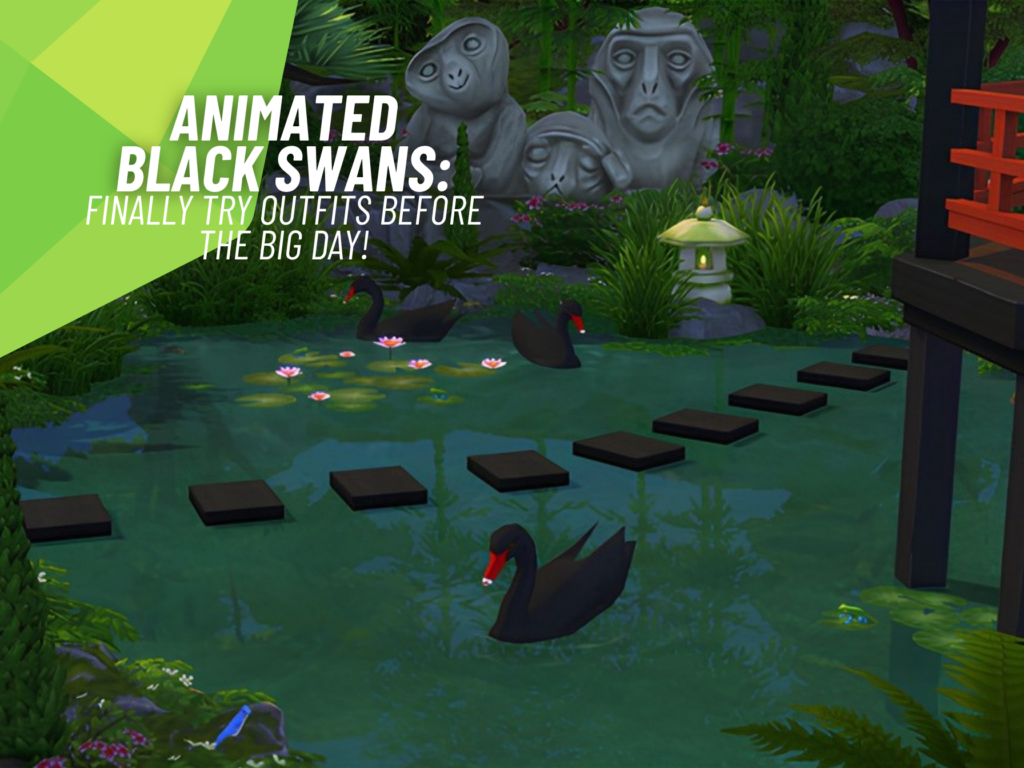 Animated Black Swans: Incredible New Pond Animals Arrive in The Sims 4 4 SnootySims ANIMATED BLACK SWANS