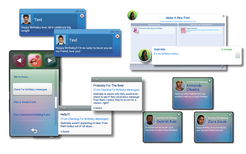 Birthday's Mini Mod: Heartwarming Birthday Moments for Sims 4 Birthday Sim Messages 1