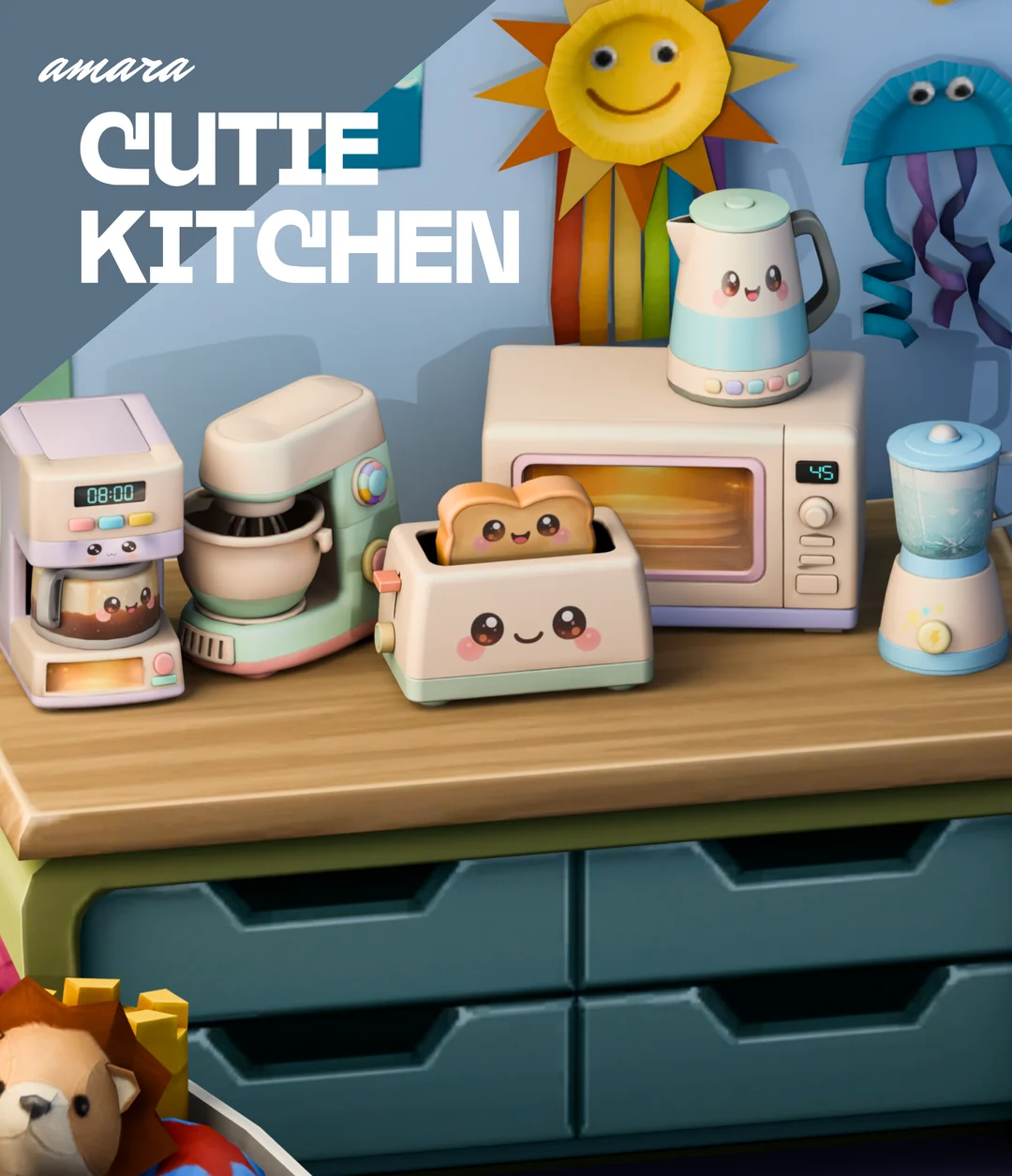 Cutie Kitchen Set by AMARA — Sims 4 custom content