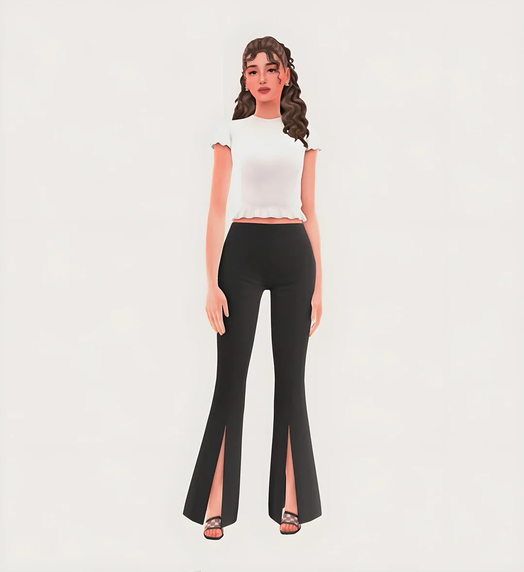 Front Slits Flared Pants by MiliNiki — Sims 4 custom content