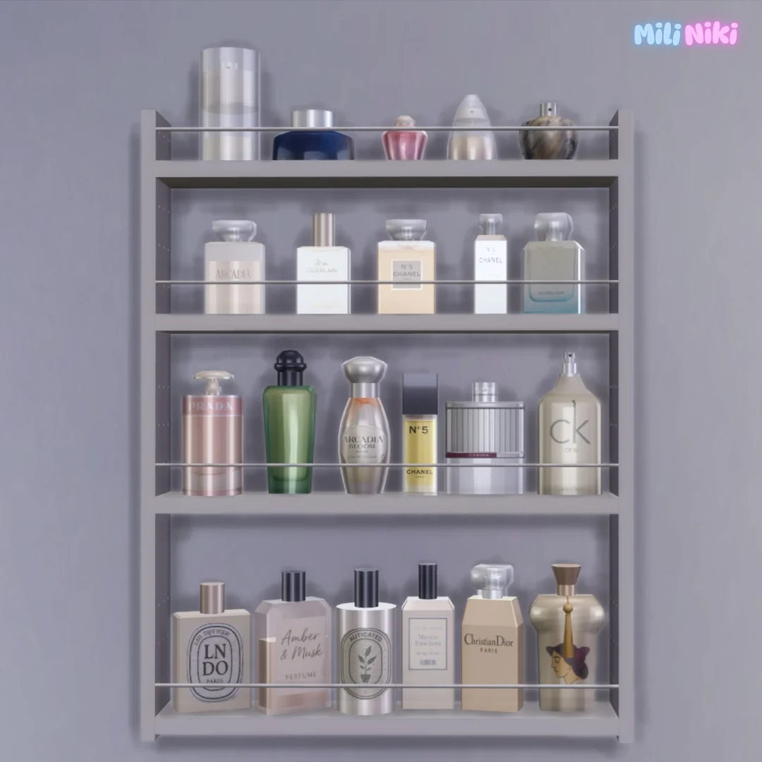 Wall Perfume Shelf by MiliNiki — Sims 4 custom content