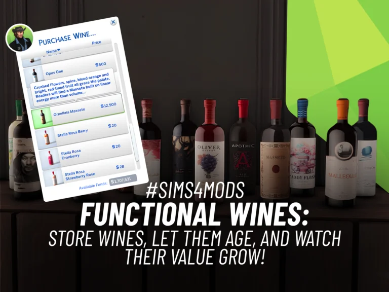 Functional Wines Mod: Beautiful Bottles, Functional Drinks & More! 4 SnootySims Functional Wines