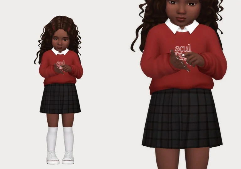 Toddler Full Body ( Sweater / Hairs / Skirt / High Knee Socks / Sneakers ) [MM]
