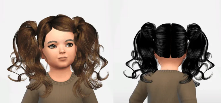Sims 4 Pigtails Hair CC for Toddlers