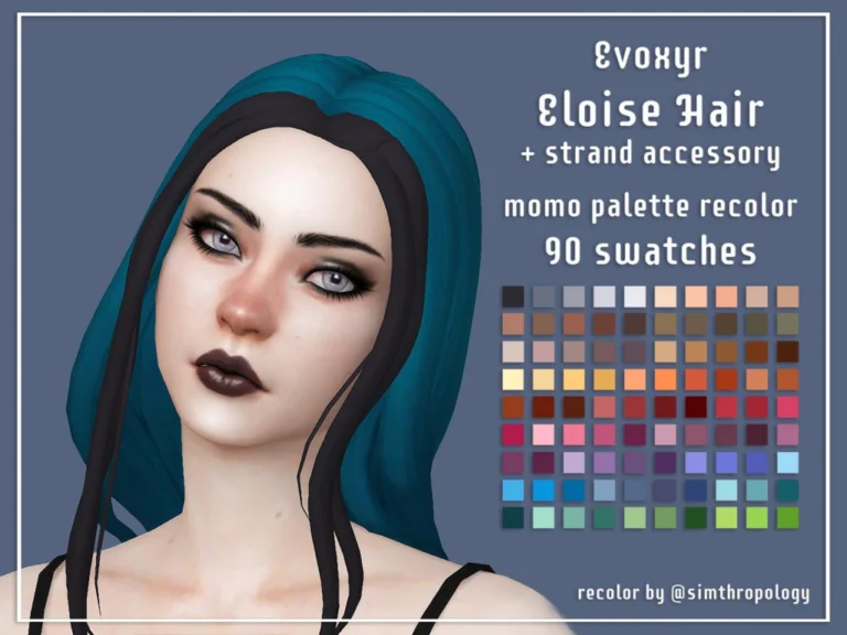 Meshes by @evoxyr with 90 Swatches Recolor for Female Frame