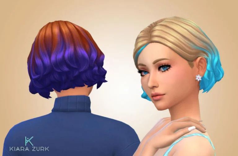 Judi Hairstyle Ombre: 18 Colors, Base Game Compatible, Teen to Elder