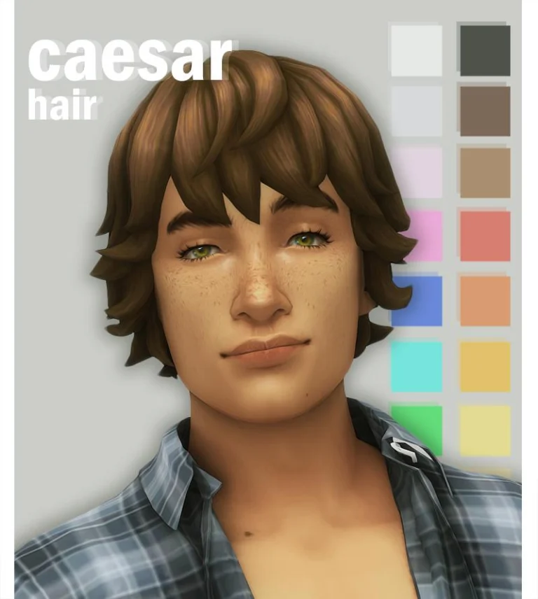 Caesar Hair 2AM: Snowy Escape Edit - BGC, Hat Compatible, 18 EA Colors