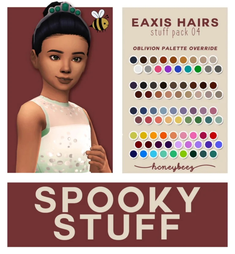 Spooky Hair, Tiara Recolors, and Palette Options - Free Custom Content