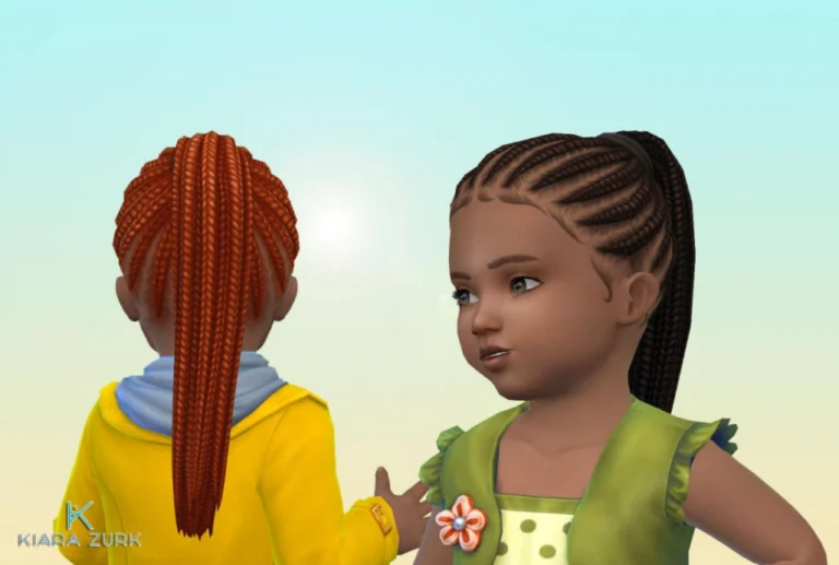 ZurkDesign: Braided Pony Tail for Toddlers - 16 Colors, Base Game Compatible