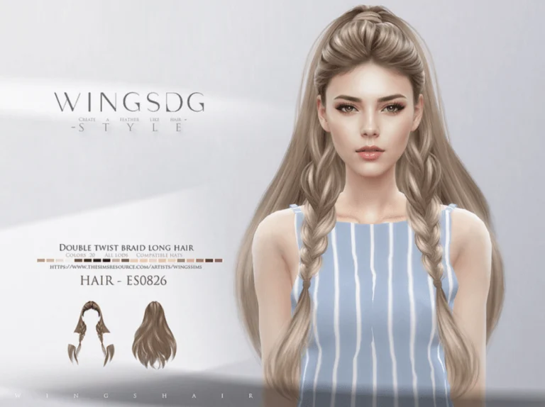 Long Double Twist Braided Pigtail Hairstyle for Female [ALPHA]