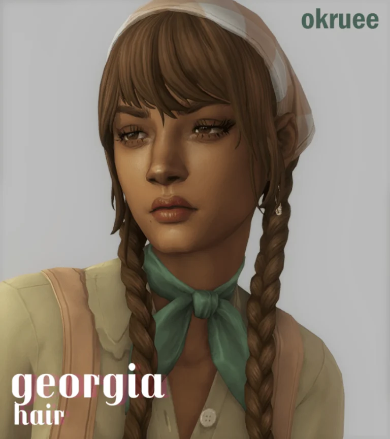Georgia Hair - Braided Pigtails with Bandana