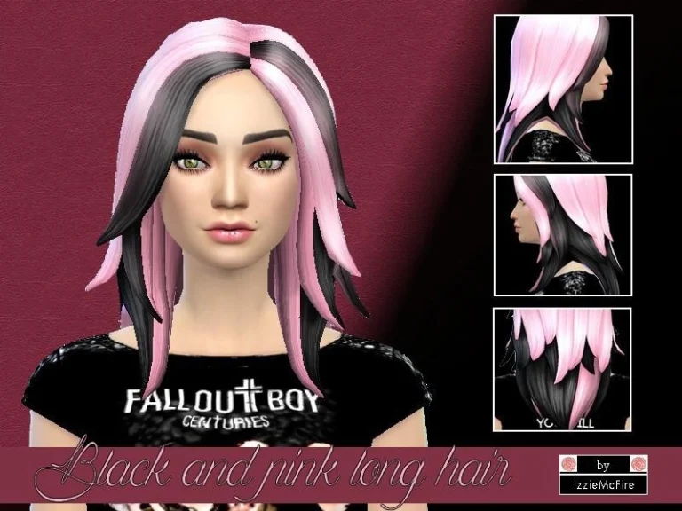 Black And Pink Long Hair