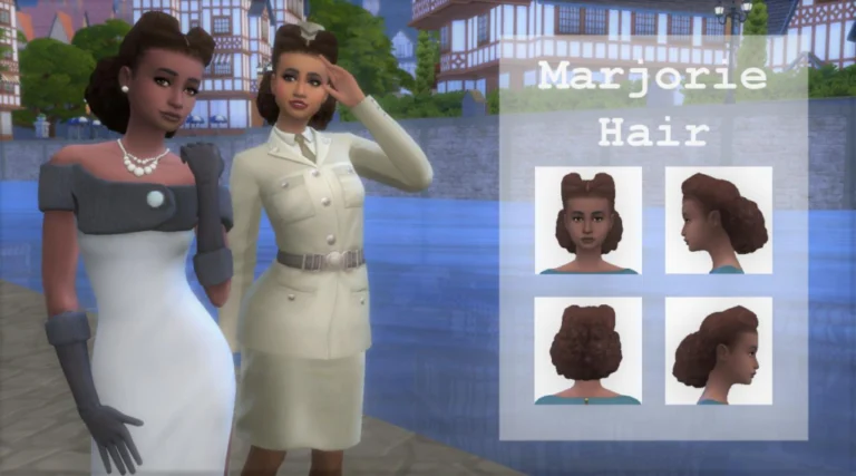 Marjorie HairMore Victory Rolls: 1940s Inspired, Base Game, Custom Colors