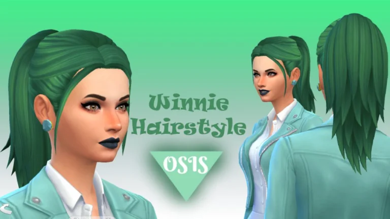 Winnie hairstyle green ponytail for sims 4