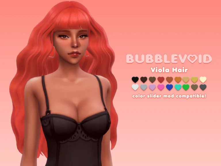 Viola Hair: 18 EA Swatches, Basegame, Hat Chops, Ombre Accessory-Friendly