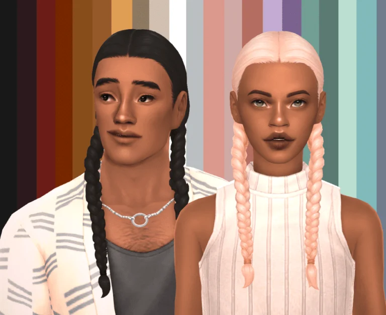 Tight Braided Pigtails Hairstyle Override for Male and Female [MM]