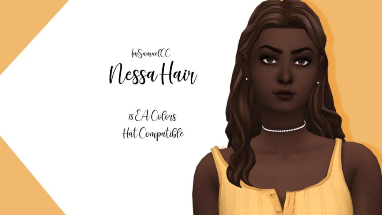 Nessa Hair: 18 EA Shades, Hat-Friendly, Teen-Elder, Base Game, No Recolors