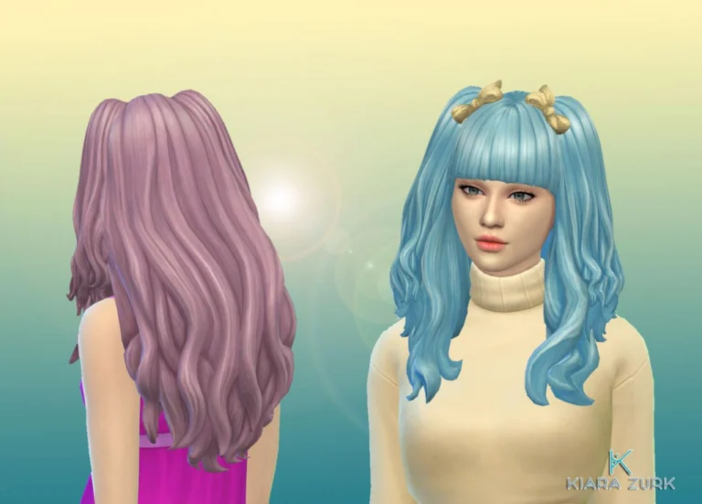 Dreamy Sims Hairstyle: Free, No Ads, 27 Colors with/without Bow