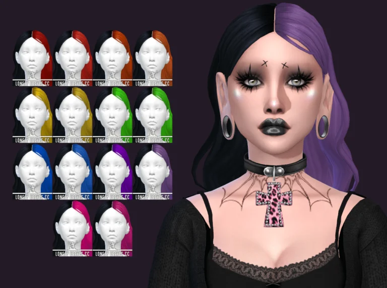 Middle Parted Wavy Split Dye Hairstyle for Female [MM]