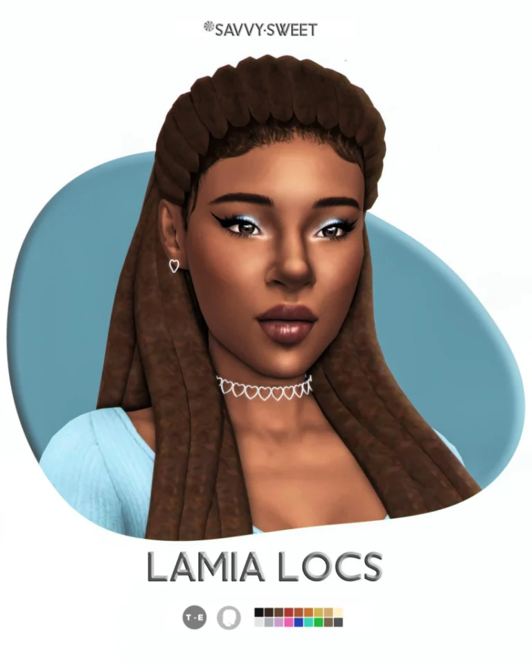 Lamia Locs Hair Add-on: Yvette Ombre, BGC, 18 EA Swatches, Mesh Details