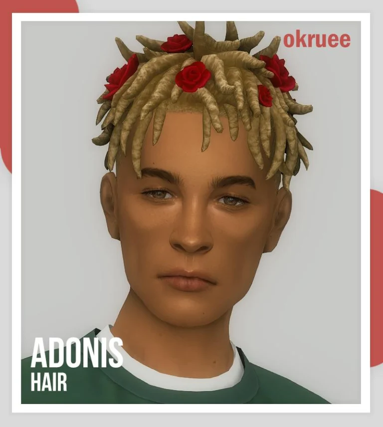 Adonis Hairboys & Flowers: 13501 Polys, Frames, Roses Hat Accessory, BGC, 24 EA Colors
