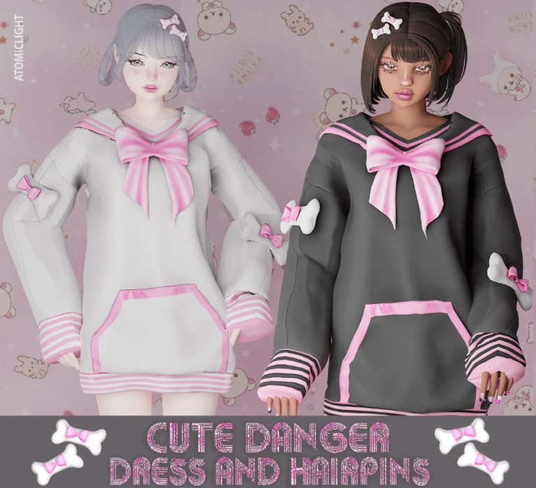 Cute Danger Clothes Set for Female (Oversized Hoodie/ Hair Clip Accessory) [ALPHA]