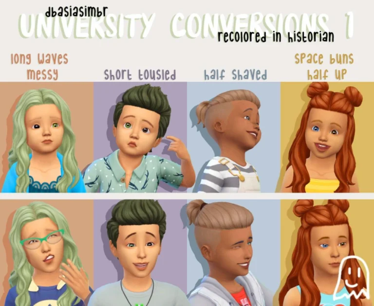Historian Toddler Hair Pack: Lex's University Conversions, 28 Colors, Meshes Required
