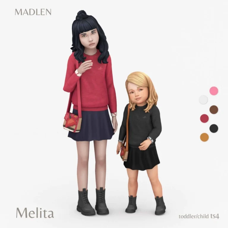 Melita Outfit For Toddler ( Sweater / Hairs / Light Skirt / Matching Shoulder Bag / Boots ) [MM]