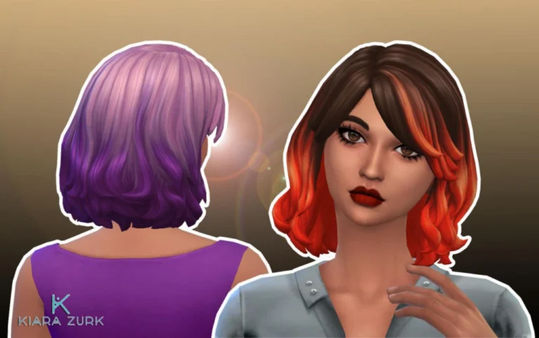 Lesley Hairstyle Ombre: Free Sims Hair, 18 Colors, Base Game Compatible