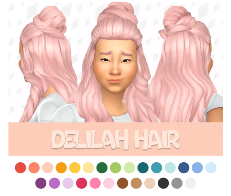 Delilah Thick Long Messy Top Bun Hairstyle for Female [MM]